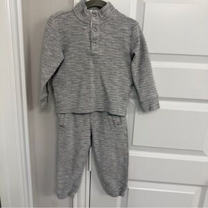 Janie and Jack Classic Grey Heather Herringbone Toddler Pullover & Jogger Set